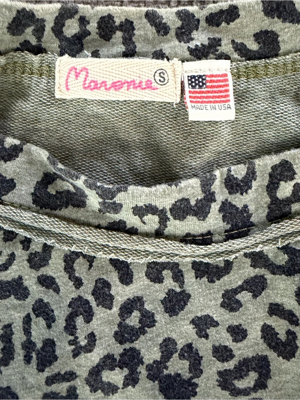 Leopard Lounge Set Maronie Olive Green Oversized Top Drawstring Shorts S Boho